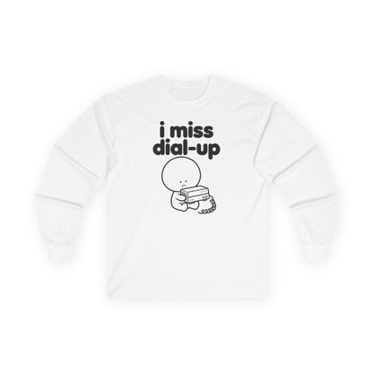 i miss dial-up long sleeve tee - White