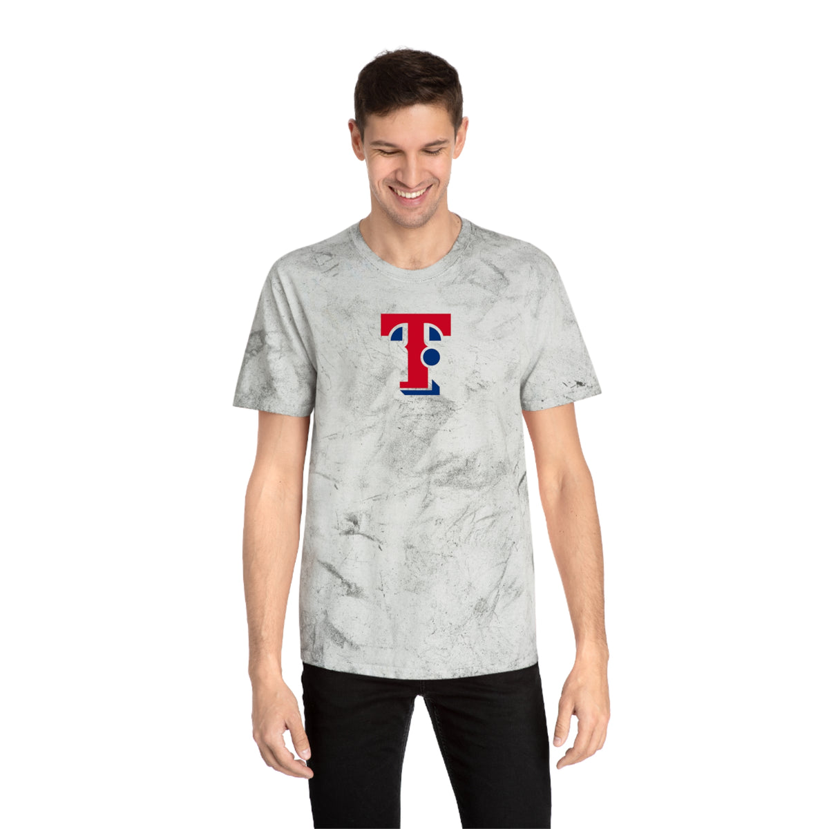 Texas Baseball Tie-Dye Tee — Smoke, Red & Navy