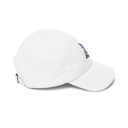 London Soccer Dad Cap — Embroidered, Royal, Red & Grey