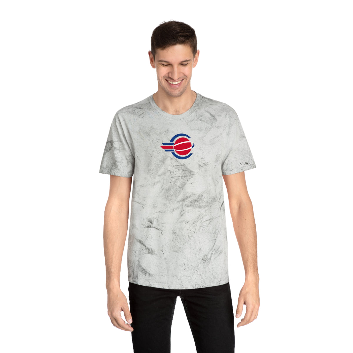 Detroit Basketball Tie-Dye Tee — Smoke, Red, Royal & White