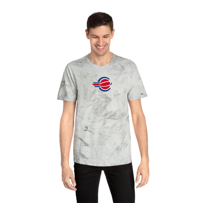 Detroit Basketball Tie-Dye Tee — Smoke, Red, Royal & White