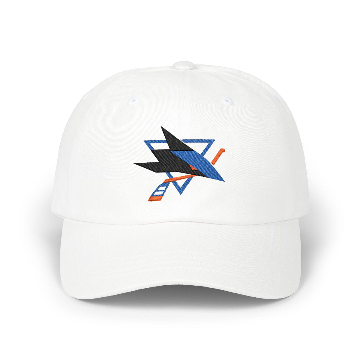 San Jose Hockey Dad Cap — Embroidered, Black, Royal & Orange