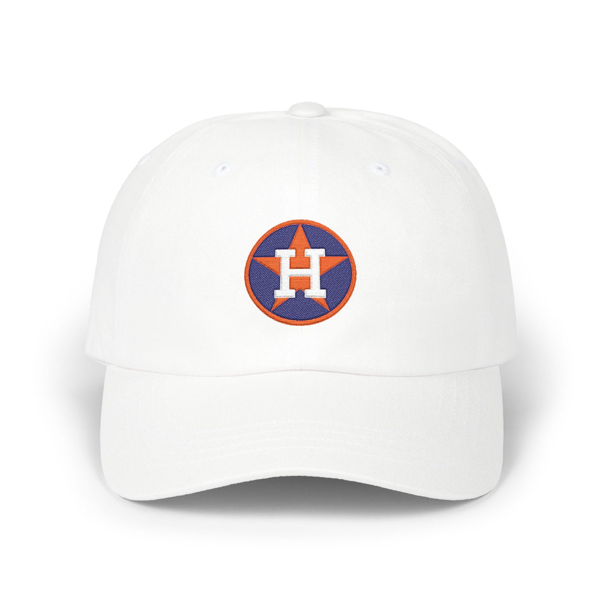 Houston Baseball Dad Cap — Embroidered, Navy, Orange & White