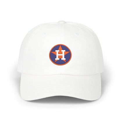 Houston Baseball Dad Cap — Embroidered, Navy, Orange & White
