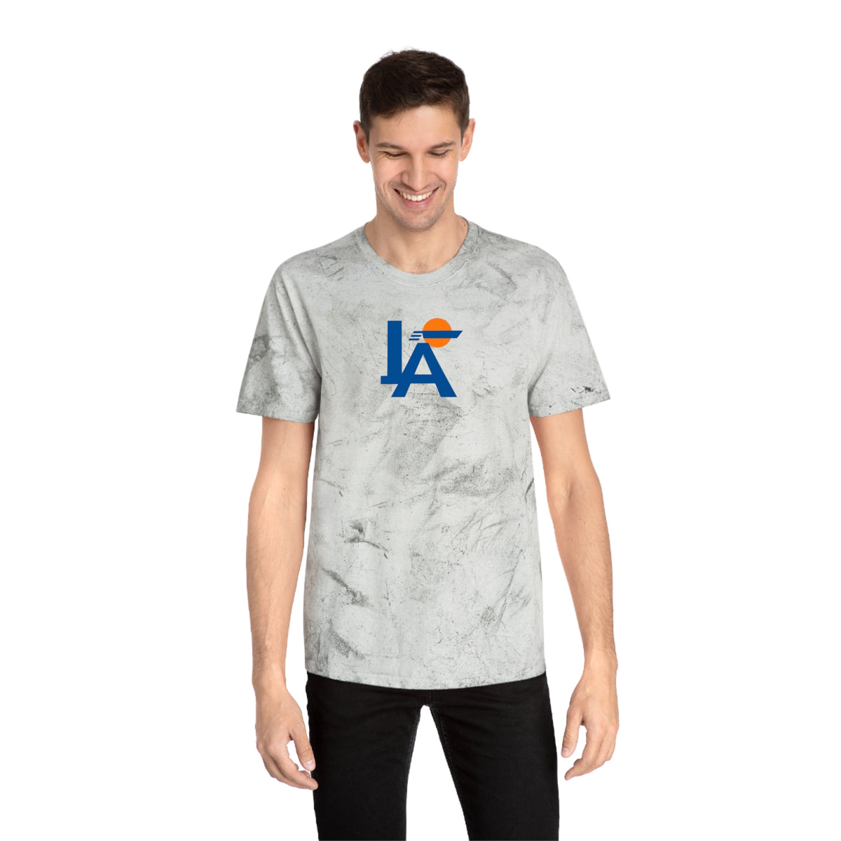 Los Angeles Baseball Tie-Dye Tee — Smoke, Royal & Orange