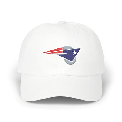 New England Football Dad Cap — Embroidered, Navy, Grey & Red