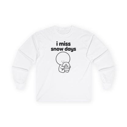 i miss snow days long sleeve tee - White