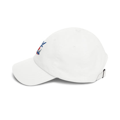 London Soccer Dad Cap — Embroidered, Royal, Red & Grey