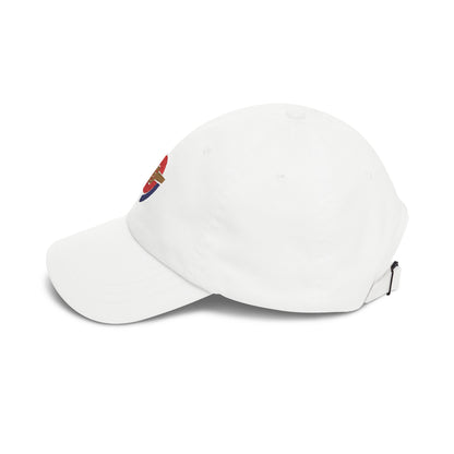 London Soccer Dad Cap — Embroidered, Red, Navy & Old Gold
