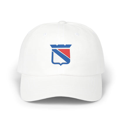 New York Hockey Dad Cap — Embroidered, Royal, White & Red
