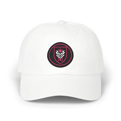 Miami Soccer Dad Cap — Embroidered, Black & Flamingo