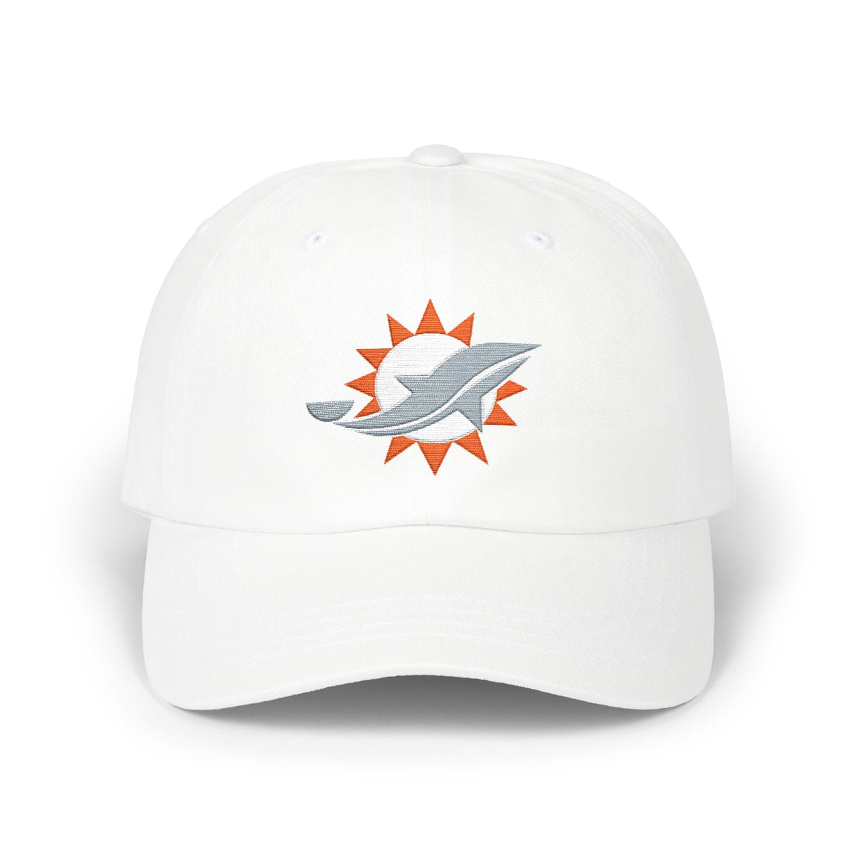 Miami Football Dad Cap — Embroidered, Grey, White & Orange