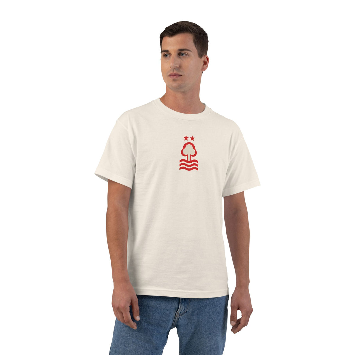 Nottingham Soccer Heavyweight Tee — Natural, Red & White