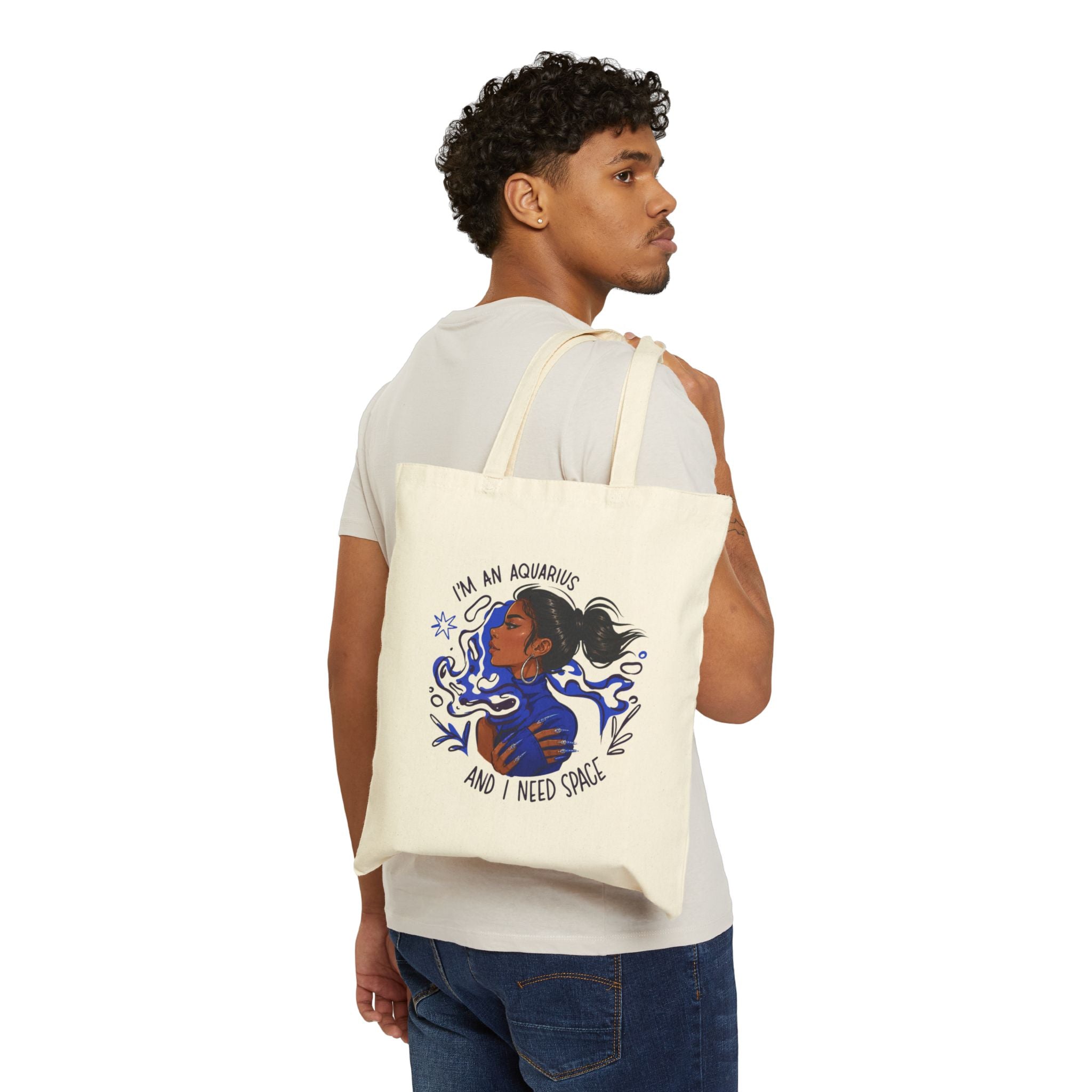 Cotton Canvas Aquarius Tote Bag