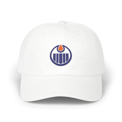 Edmonton Hockey Dad Cap — Embroidered, Navy & Orange