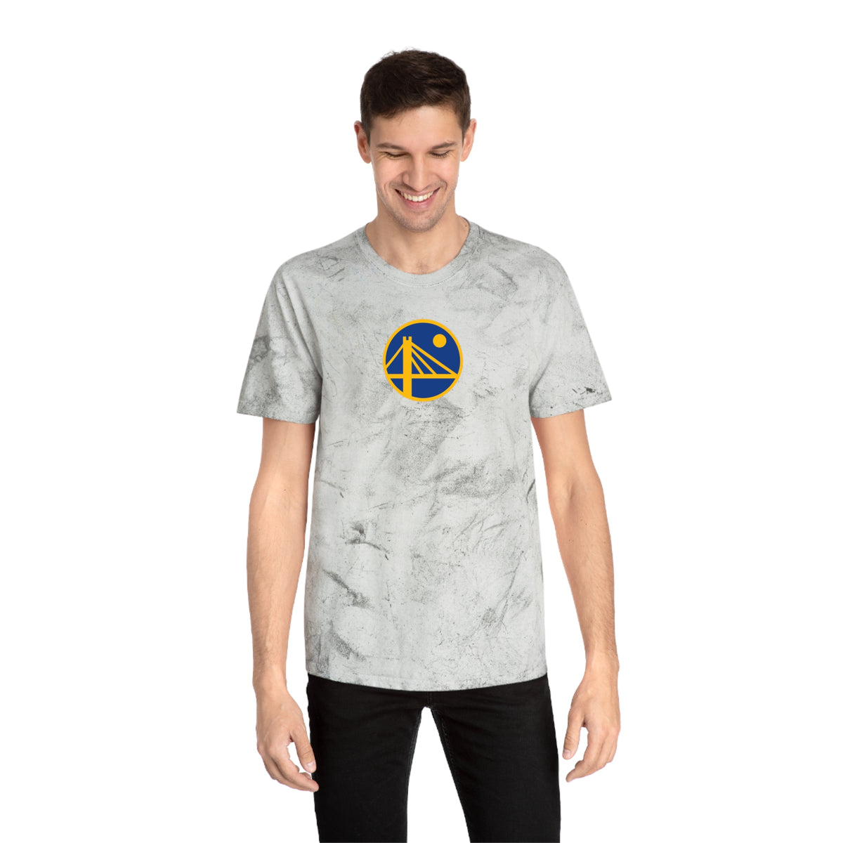 San Francisco Bay Area Basketball Tie-Dye Tee — Smoke, Royal & Gold