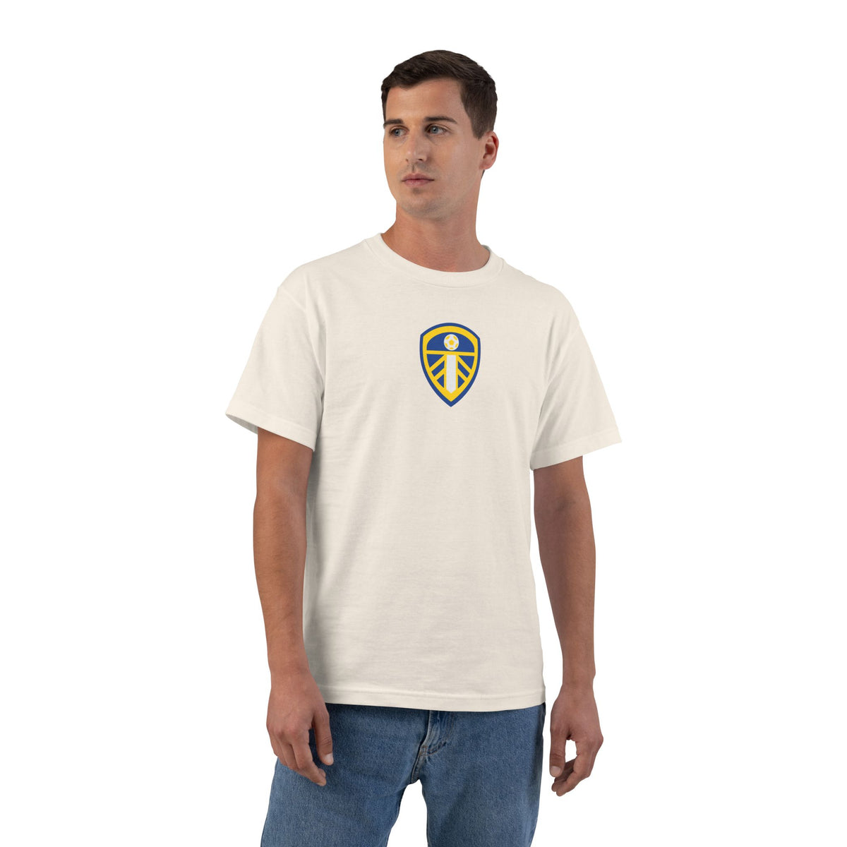 Leeds Soccer Heavyweight Tee — Natural, Royal, Gold & White