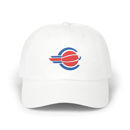 Detroit Basketball Dad Cap — Embroidered, Red, Royal & White