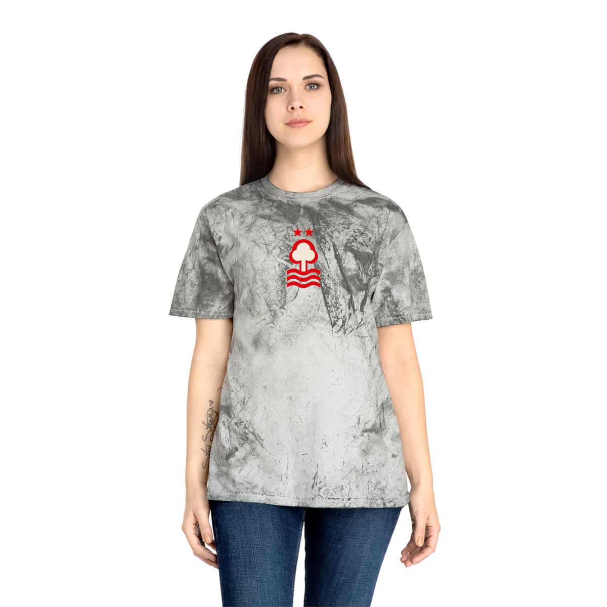 Nottingham Soccer Tie-Dye Tee — Smoke, Red & White