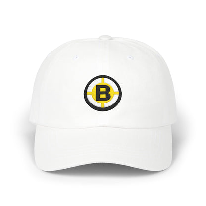 Boston Hockey Dad Cap — Embroidered, Black, White & Gold