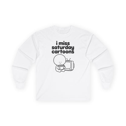 i miss saturday cartoons long sleeve tee - White