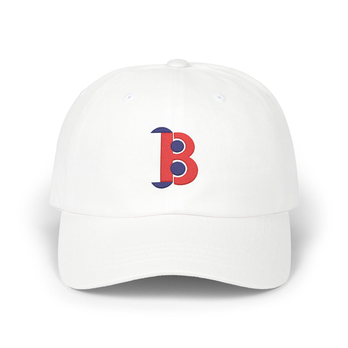 Boston Baseball Dad Cap — Embroidered, Red & Navy