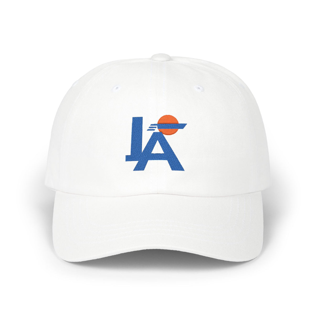 Los Angeles Baseball Dad Cap — Embroidered, Royal & Orange
