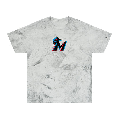 Miami Baseball Tie-Dye Tee — Smoke, Black, Aqua & Red