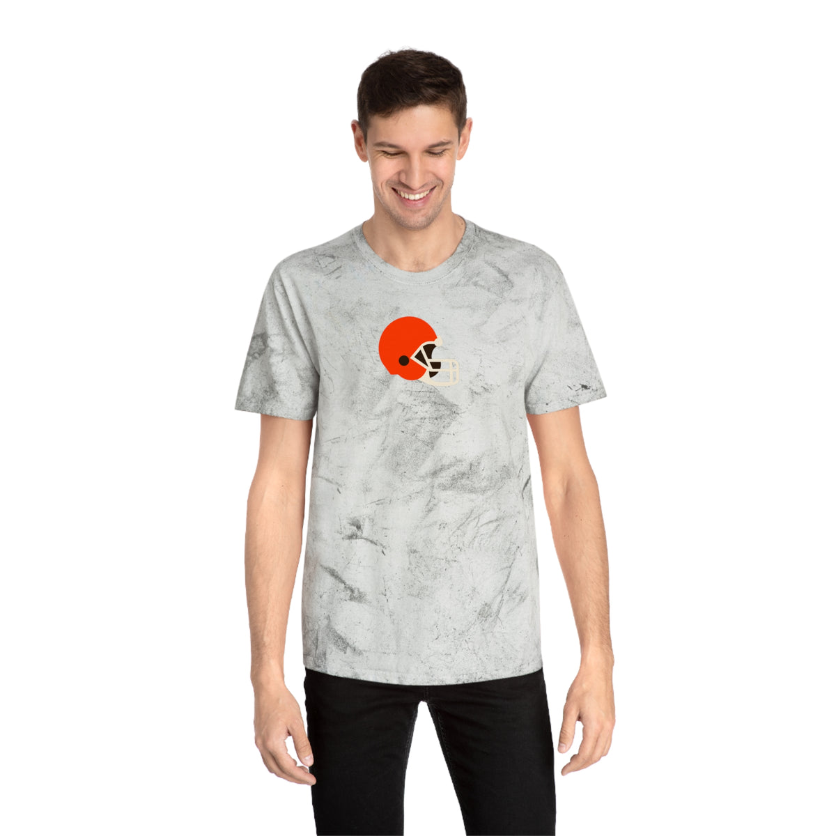 Cleveland Football Tie-Dye Tee — Smoke, Orange, White & Black