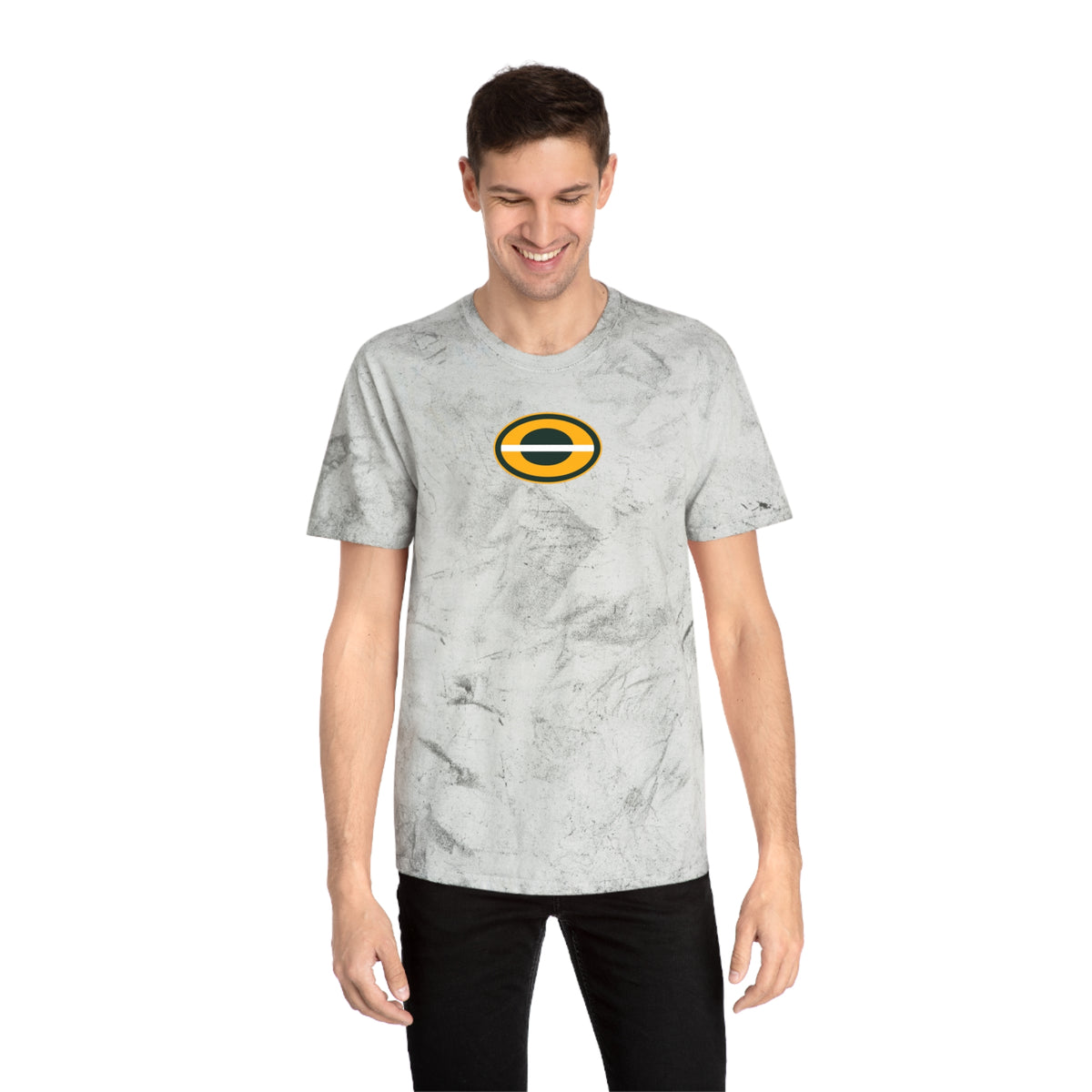 Green Bay Football Tie-Dye Tee — Smoke, Gold, Kelly Green & White